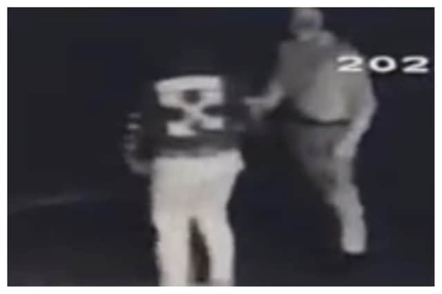 Warwickshire Police would like to speak to the person wearing the distinctive top (shown in the photo) which officers believe to be the Off White brand. Officers believe the person pictured may have information relating to their investigation. Photo supplied by Warwickshire Police.