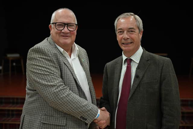 Councillor Rob Howard (left), pictured with Nigel Farage, has stepped down from his role as Leader of Warwickshire County Council. Photo supplied