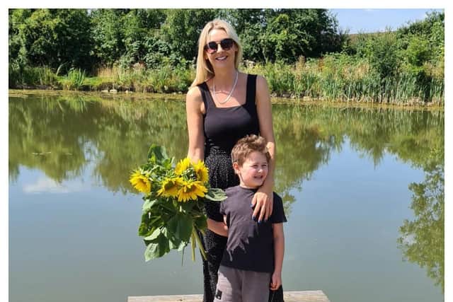Laura Kurtul and Taylan at Lodge Farm Sunflowers in 2022. Photo supplied