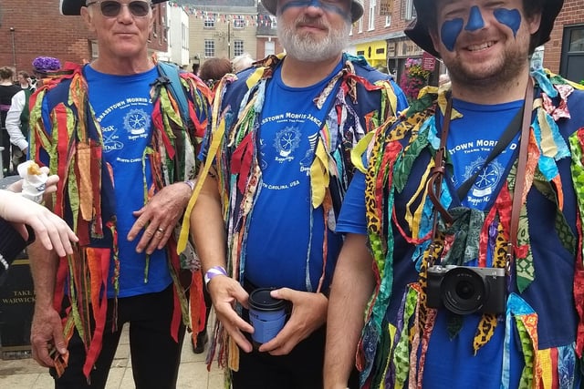 Some of the Morris dancers in Warwick town centre during the Fringe Festival for the Warwick Folk Festival.
