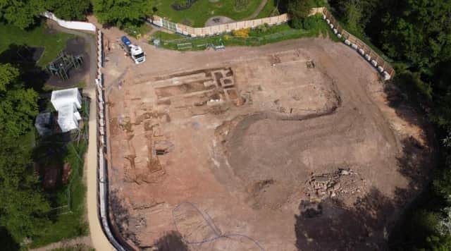 The building work for the two new swimming pools were paused in the summer when workers discovered extensive medieval remains discovered on site - and revised plans were submitted so the remains would not be damaged.