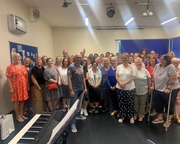 Community feel - Mike with some of the singers.