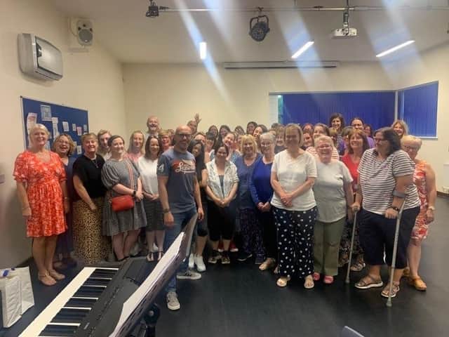 Community feel - Mike with some of the singers.