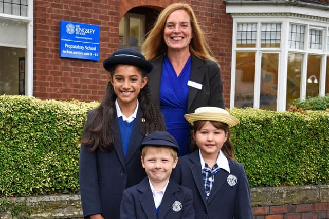 Jennie Phillips with Kingsley Prep pupils. Picture supplied.