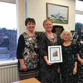 The photo shows the presentation of the certificate. From left to right: Amanda Jones, President of Kenilworth Soroptimists; Sam Louden-Cooke, Town Mayor; Wendy Edwards, local Toilet Twinning representative; Elaine Clarke and Sharon Maxted, Kenilworth Soroptimists. Picture supplied.