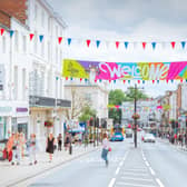 A welcome banner for the  Birmingham 2022 Commonwealth Games in Leamington town centre. Picture by Jamie Gray.