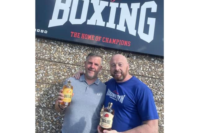 David Blick of the Warwickshire Gin Company and Edwin Cleary, owner of Cleary's. Photo supplied