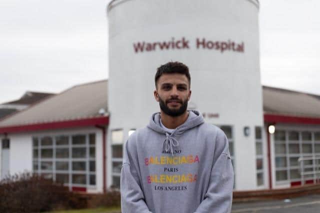 Danny Quartermaine at Warwick Hospital Photo courtesy of Reece Singh Promotions.