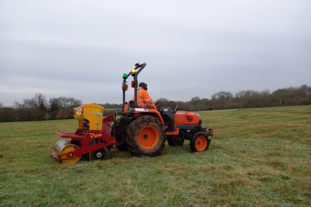 A cutting-edge wildflower seed drill was used to ensure favourable germination rates for the Ryton Pools Wildflower Meadow when seed sowing took place in 2021. Picture supplied