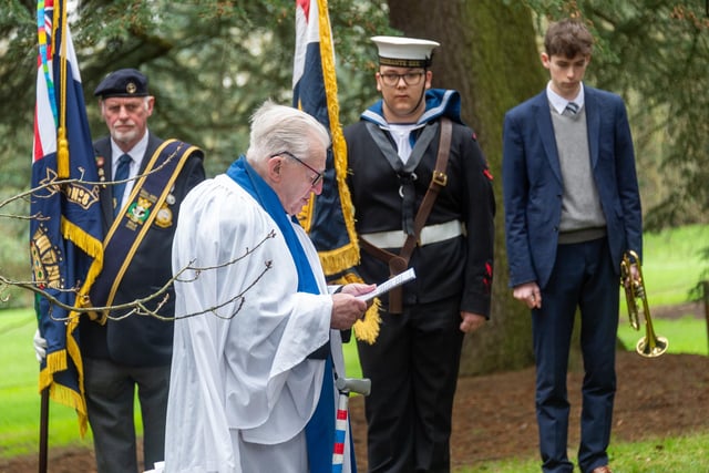 The service was conducted by Arthur Webster (Chaplain Warwick RNA) and The Last Post was played by Chris Gibson (Warwick School).