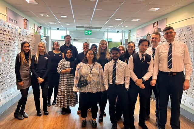The team at Specsavers in Leamington has helped raise £150 to support those affected by the landslides in Kerala, India. Photo supplied