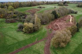 Birds-eye view of the cycle trails while they were in an earlier stage of development at Newbold Comyn in Leamington. Picture courtesy of Warwick District Council.
