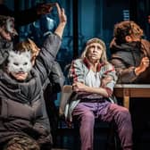 Kathryn Hunter (centre) in Drive Your Plow Over the Bones of the Dead