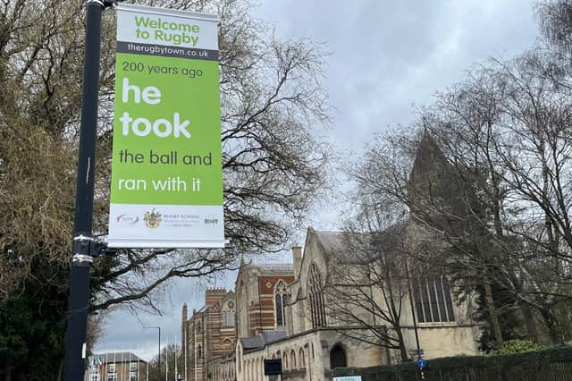 A remarkable programme of events got under way at Rugby School on Sunday to celebrate the 200th anniversary of the game. Brightly-coloured banners have been hung around the town to remind us all.