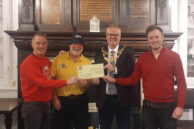 Warwick's first PubFest event helped raise more than £2,000 for the mayor's chosen charity. Left to right shows: Tim Maccabee, Graham Fulford, the Mayor of Warwick, Cllr Simon Pargeter and Adam Dudley. Photo supplied