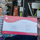 Kevin Murphy and Shannon Byrne of Murphy's Bar with the cheque for £1,500 for the Myton Hospices from the money raised from Murph Fest. Picture supplied