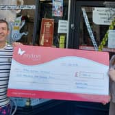 Kevin Murphy and Shannon Byrne of Murphy's Bar with the cheque for £1,500 for the Myton Hospices from the money raised from Murph Fest. Picture supplied