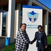 Lemington Mayor Cllr Nick Wilkins at Campion School  in Leamington promoting his PJ Day fundraising event for the LWS Night Shelter. Picture supplied.