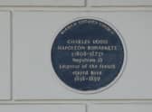 Heritage sign on the façade of Louis Napoleon’s house in Leamington
