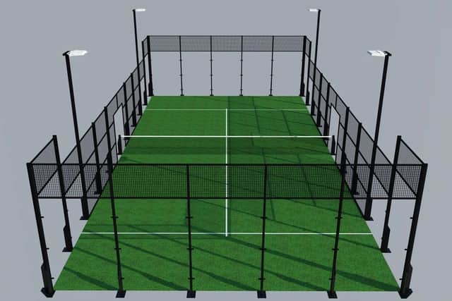 A CGI of one of the two courts, which are being built by Warwick-based company Padel Tech. Picture supplied.