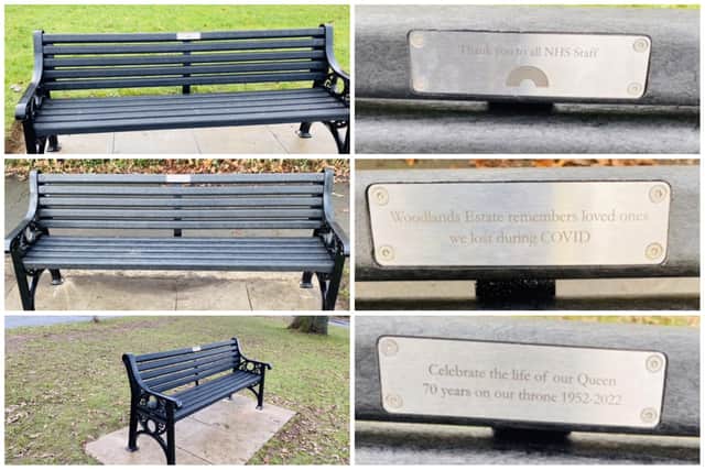 Three benches dedicated to NHS workers, those lost during Covid and Queen Elizabeth II have been installed on a Rugby estate.