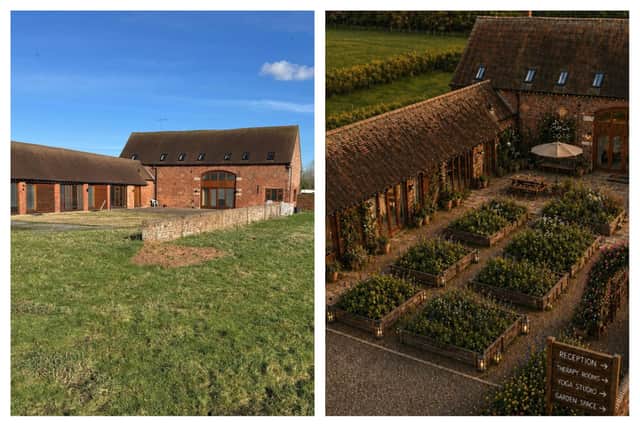Leamington-based group The Esther Project, which works with vulnerable women, is set to open a new countryside retreat – and it needs the public’s help to get the doors open. Left shows the site currently looks and right shows an AI generated image of what the site will look like. Photos supplied by The Esther Project