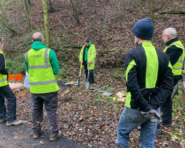 Sustrans volunteers planting around 250 trees and shrubs along Warwickshire’s longest greenway - the Lias Line - during the end of 2022 and at the start of 2023. Photo supplied by Sustrans