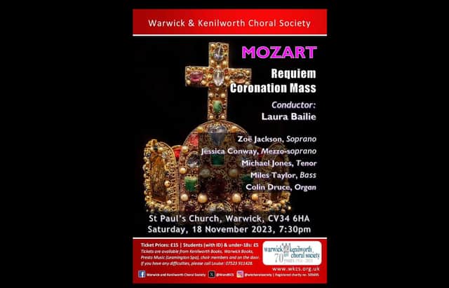 Warwick and Kenilworth Choral Society kicks off its 70th anniversary season with a double Mozart celebration: his impassioned Requiem and his uplifting Coronation Mass.