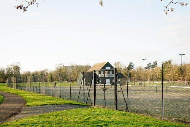 The tennis courts at Victoria Park in Leamington.
