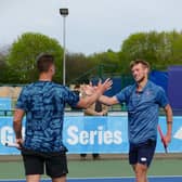 Marcus Willis celebrates a fifth doubles title.