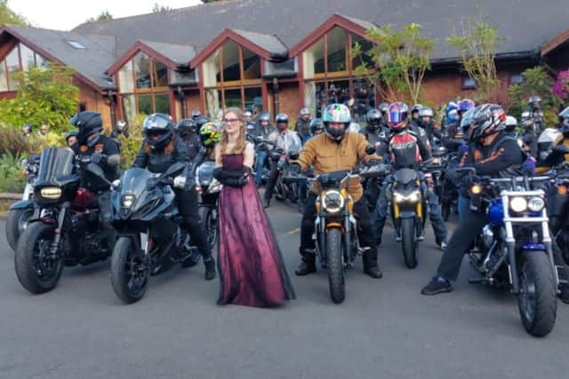 Lissie with the bikers who gave up their time to show support.