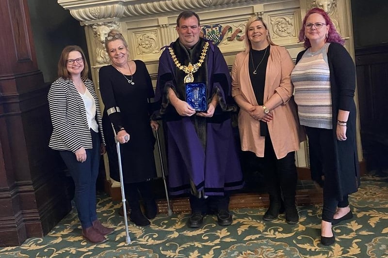 The Award to each person at the Hub for their contribution to making the centre thrive. The hub supports the community with food banks.
The Healthy Living Centre is the hub for a collection of health projects and activities in the Old Town area. Its services include an Enterprise Zone, community information, computer drop-in sessions and a range of health care.