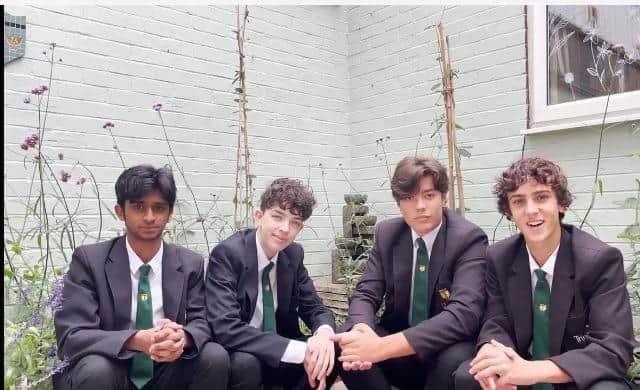 Trinity School pupils in the school memorial garden. Picture supplied.
