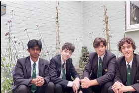 Trinity School pupils in the school memorial garden. Picture supplied.