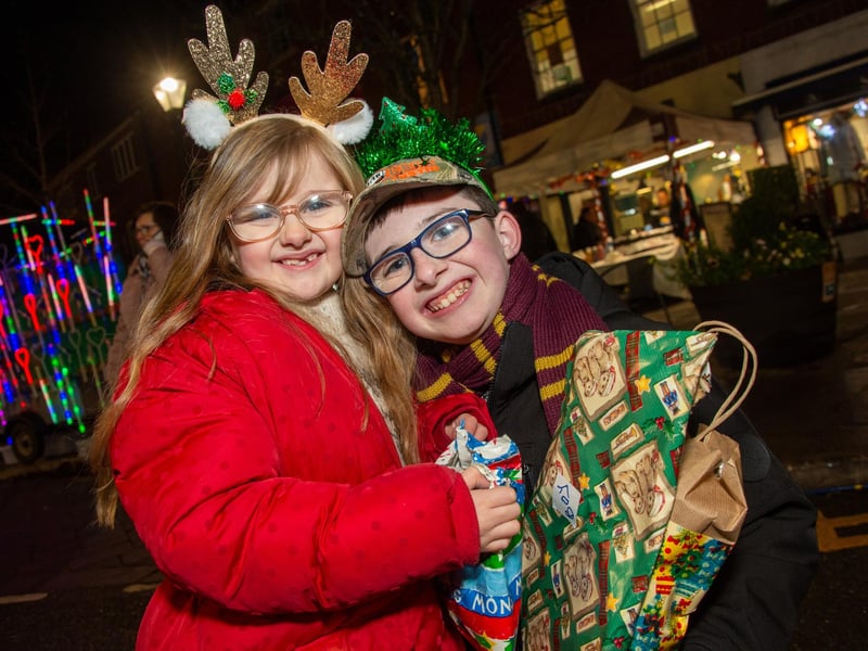 Warwick town centre, hosted the annual Victorian Evening, with a variety of stalls and attractions and also included the Christmas lights switch on. Pictured: Sophia & Ace