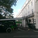 Filming of the ITV drama Three Little Birds written by Sir Lenny Henry has been taking place at Clarendon Square in Leamington this week. Credit: Jeremy Sleath.