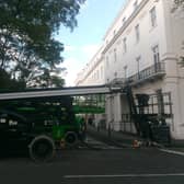 Filming of the ITV drama Three Little Birds written by Sir Lenny Henry has been taking place at Clarendon Square in Leamington this week. Credit: Jeremy Sleath.