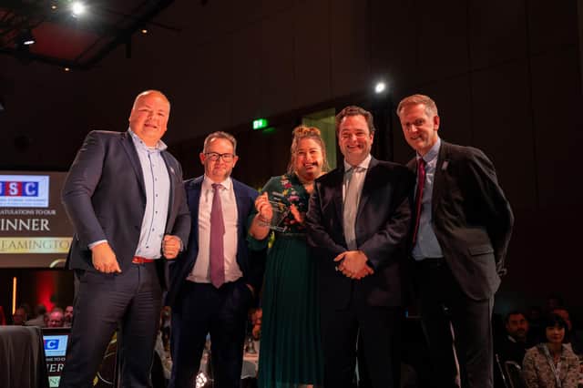 Maarten Streppel (head of Europe at Universal Storage Containers), Alex Henney, Emma Banks and StJohn Tyrwhitt (of Squab) and Rennie Schafer (CEO of Self Storage Association UK).