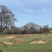 The view from Coventry Road in Dunchurch towards Alwyn Road in Bilton when archaeological trench work was going on in February this year as part of the link road application.