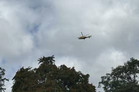 The air ambulance landed at Victoria Park today (Monday)