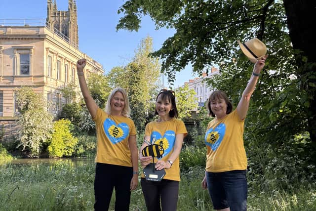 Some of the members of the Bee Friendly Leamington committee with their award at Jephson Gardens, from left to right: Tanya Carey, Jo Harper and Julie Burton. Photo supplied