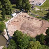 An aerial view of the site at Abbey Fields where the medieval remains have been found. Picture supplied.
