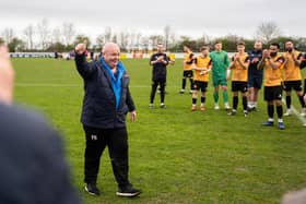 Paul Holleran takes the applause after taking charge of his 700th game at the club.  Pic: Cameron Murray.