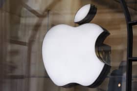 Logo in the window of an Apple Store. PIC: Yui Mok/PA Wire