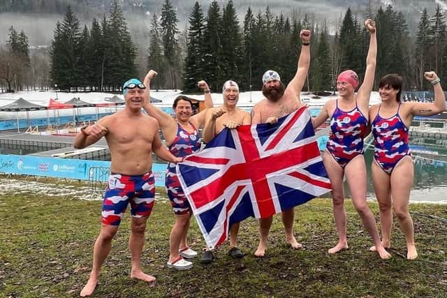Neil Curtis, third from the left, with his Great Britain team mates at the International Ice Swimming Association (IISA) 5th World Championship -  in Samoens, France. Picture submitted.