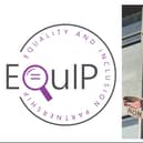 The logos of Equality and Inclusion Partnership, known as EQuIP, and Warwickshire County Council.