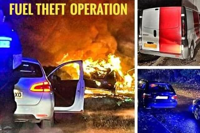 Part of a montage produced by Warwickshire Rural Crime Team after their operation against fuel theft.