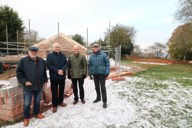 Pictured on the site of the new shop, from left to right: Tony Bourne (NLCP Ltd), Cllr Jan Matecki (ward Councillor), Rob Brook (NLCP Ltd) and Hugh Gilmore (NLCP Ltd). Photo supplied