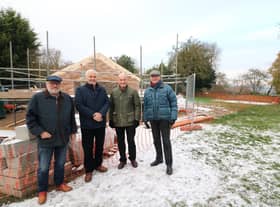 Pictured on the site of the new shop, from left to right: Tony Bourne (NLCP Ltd), Cllr Jan Matecki (ward Councillor), Rob Brook (NLCP Ltd) and Hugh Gilmore (NLCP Ltd). Photo supplied