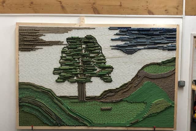 Chris Wyatt of CTS Forestry, who has a training centre based near Kineton, used climbing lines to make the artwork of Sycamore Gap near Hadrian's Wall in Northumberland - used as a location in Robin Hood Prince of Thieves - during lockdown.